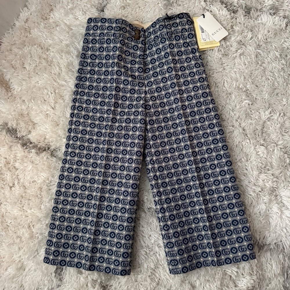 Gucci Navy and White Logo Trousers
